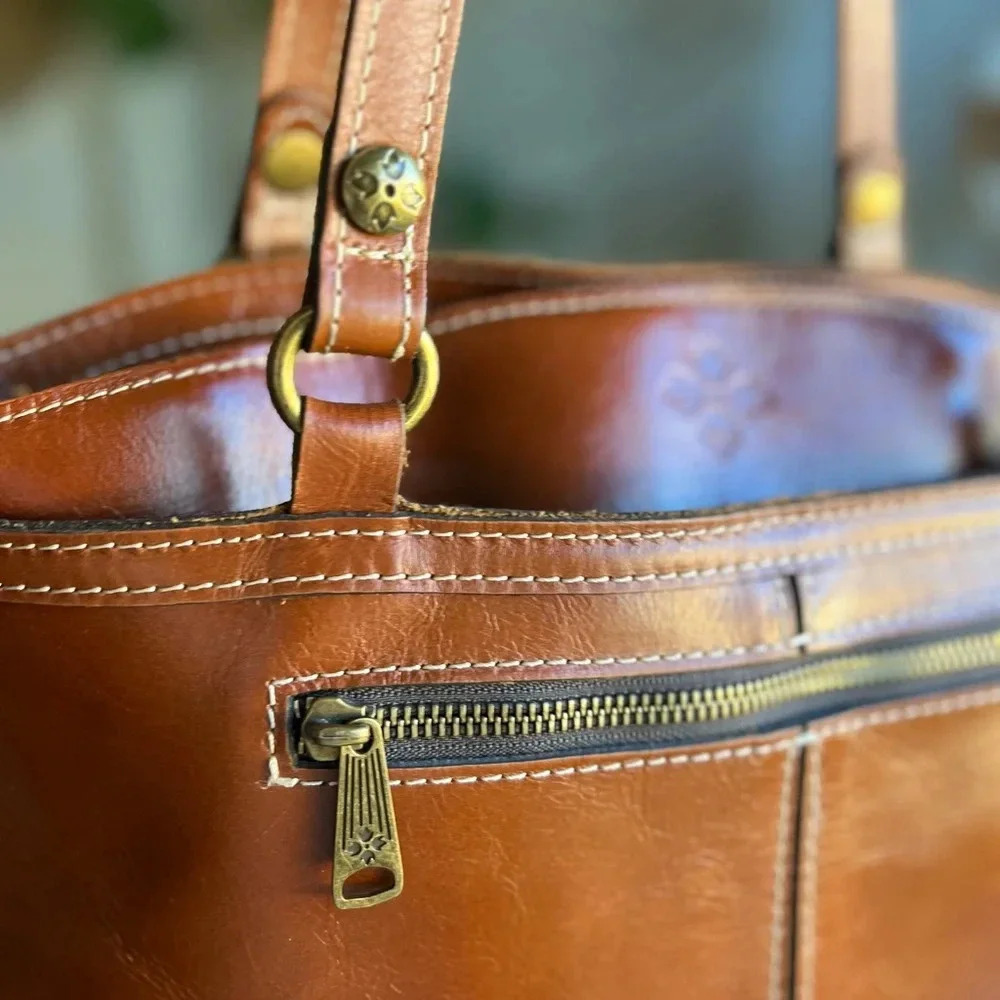 Patricia Nash Heritage Collection Tan Leather Poppy Tote Bag Shoulder Handbag - Picture 7 of 16